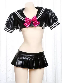 Sexy Zentai Suits Sexy Lingerie Student Uniform Two Piece Set Club Uniform Catsuit Costume