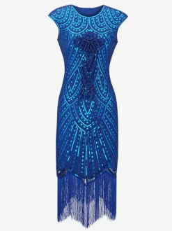 1920s Fashion Style Outfits Flapper Dress Fringe Sequin Party Dress Burgundy