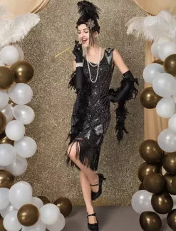 1920s Flapper Dress Retro Great Gatsby Dress Airport Round Neck Short Sleeves 20s Party Tassels Outfits Burgundy