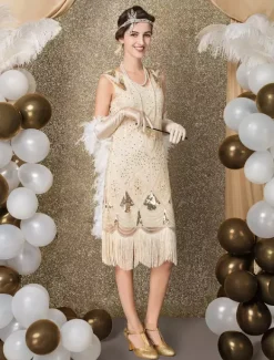 1920s Flapper Dress Retro Great Gatsby Dress Airport Round Neck Short Sleeves 20s Party Tassels Outfits Burgundy