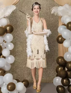 1920s Flapper Dress Retro Great Gatsby Dress Airport Round Neck Short Sleeves 20s Party Tassels Outfits Burgundy