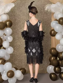 1920s Flapper Dress Retro Great Gatsby Dress Airport Round Neck Short Sleeves 20s Party Tassels Outfits Burgundy