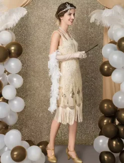 1920s Flapper Dress Retro Great Gatsby Dress Airport Round Neck Short Sleeves 20s Party Tassels Outfits Burgundy