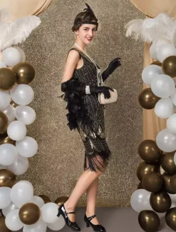 1920s Flapper Dress Retro Great Gatsby Dress Airport Round Neck Short Sleeves 20s Party Tassels Outfits Burgundy