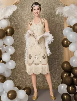 1920s Flapper Dress Retro Great Gatsby Dress Airport Round Neck Short Sleeves 20s Party Tassels Outfits Burgundy