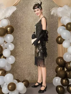 1920s Flapper Dress Retro Great Gatsby Dress Airport Round Neck Short Sleeves 20s Party Tassels Outfits Burgundy