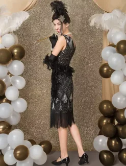 1920s Flapper Dress Retro Great Gatsby Dress Airport Round Neck Short Sleeves 20s Party Tassels Outfits Burgundy