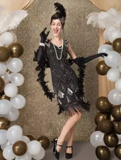 1920s Flapper Dress Retro Great Gatsby Dress Airport Round Neck Short Sleeves 20s Party Tassels Outfits Burgundy