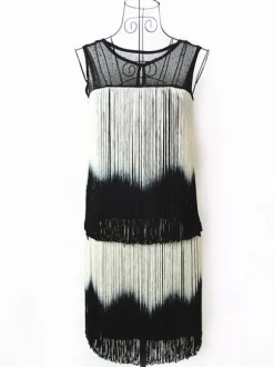 1920s Flapper Dress With Tassels Ture Red 20s Party Dress Burgundy
