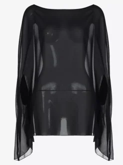 Sheer Chiffon Batwing Sleeve Cape Beach Cover Up