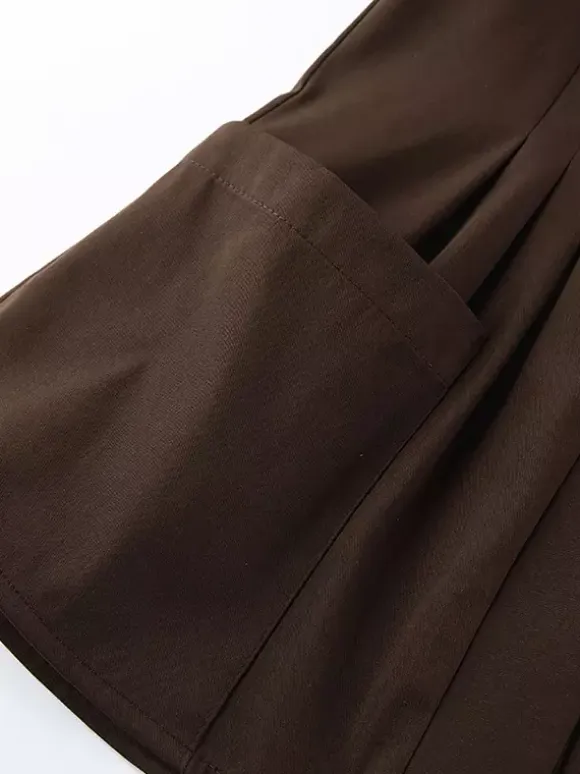 Sheer Chiffon Blouse Women's Flare Sleeve Top - Brown Boho Ruffle Tiered Loose Fit - Spring Party Night 2026