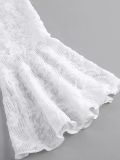 Sheer Floral Lace Women Blouse - White Elegant V-Neck Bell Sleeve Top - Coquette Fairycore Spring Date Night Wear 2026