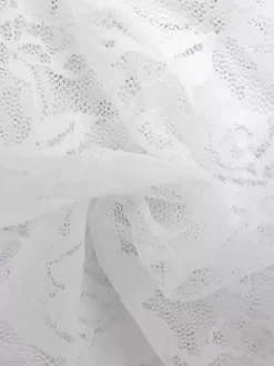 Sheer Lace Ruffle Maxi Slip Dress For Women - White Sexy High-Low Hem Spaghetti Strap Bodycon Gown - Summer Gala Party 2026