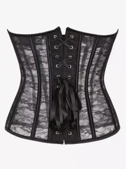 Sheer Lace Strapless Corset Waist Cincher 2 Colors