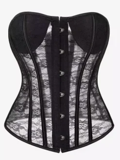 Sheer Lace Strapless Corset Waist Cincher 2 Colors