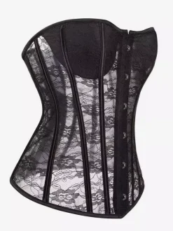 Sheer Lace Strapless Corset Waist Cincher 2 Colors
