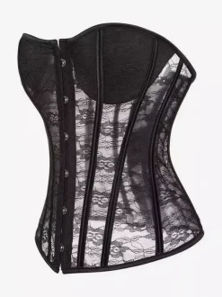 Sheer Lace Strapless Corset Waist Cincher 2 Colors