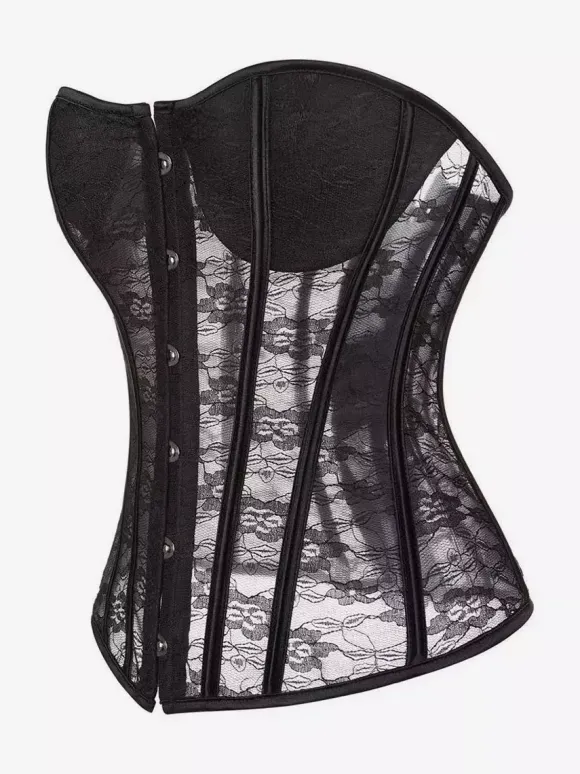 Sheer Lace Strapless Corset Waist Cincher 2 Colors