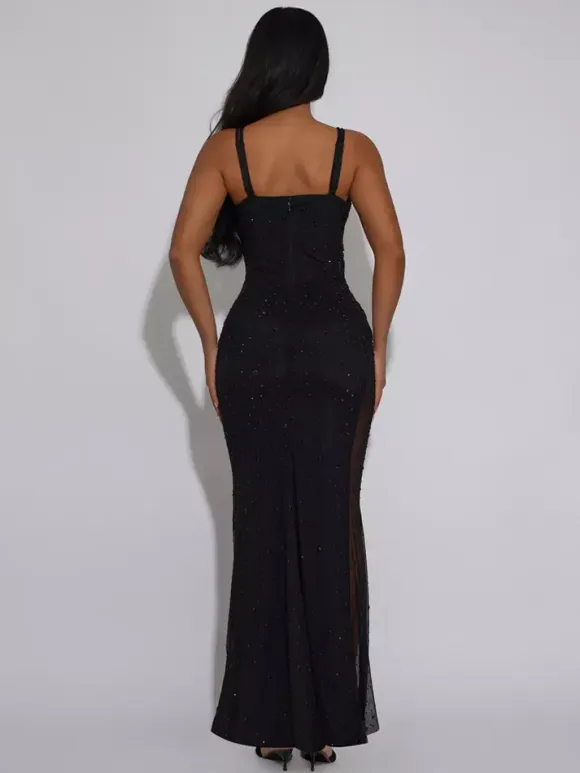 Sheer Side Sequin Sleeveless Bodycon Maxi Party Dress For Women 2026