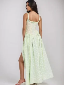 Sheer Corset Maxi Dress for Women - Cottagecore High Slit Sleeveless Flowy Fairy Sundress - Summer Beach Vacation 2026