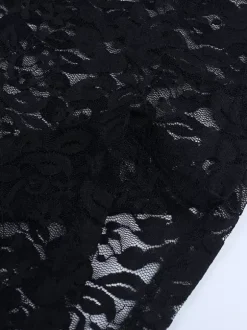Sheer Floral Lace Maxi Dress For Women - Black Gothic Sleeveless Bodycon Gown - Summer Night Party Clubwear 2026