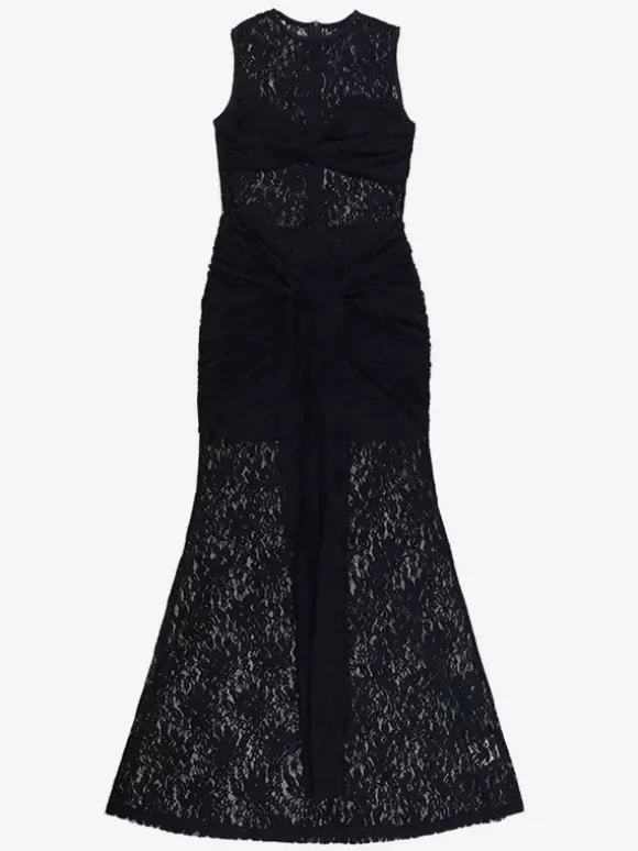 Sheer Floral Lace Maxi Dress For Women - Black Gothic Sleeveless Bodycon Gown - Summer Night Party Clubwear 2026