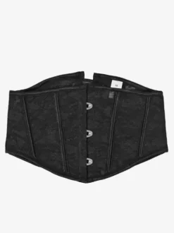 Sheer Floral Lace Short Waist Trainer Corset Front Hook Back Lace Up