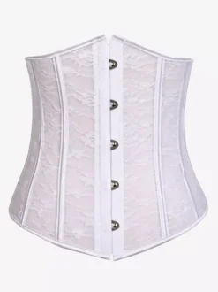 Sheer Floral Lace Underbust Corset Front Hook Back Lace Up Waist Trainer
