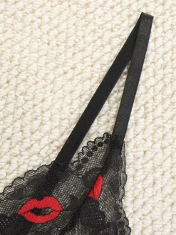 Sheer Lingerie Cut Out Two-Tone Sexy Black 2-Piece Bra Panty Sets