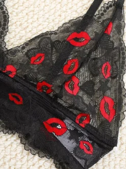 Sheer Lingerie Cut Out Two-Tone Sexy Black 2-Piece Bra Panty Sets