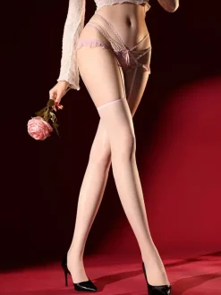 Sheer Lingerie Hosiery Pantyhose Lace High Gloss Thigh High Stockings