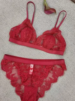 Sheer Lingerie Lace Red 2-Piece Bra Panty Sets