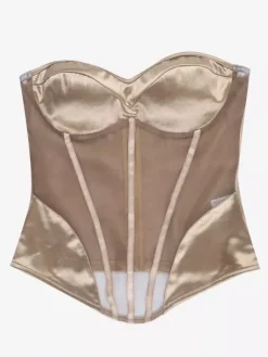Sheer Mesh Women's Corset Top - Exposed Back Zipper Sexy Bustier - Aesthetic Vintage Glam Night Out Clubwear Outfits 2026