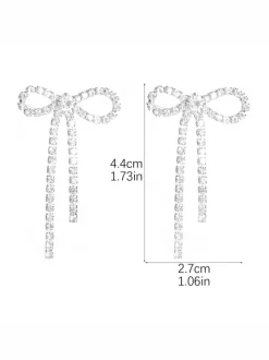 Shiny Bow Rhinestone Earrings For Women 2026