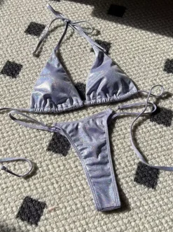 Shiny Fabric Simple Summer Beach Bikini For Women 2026