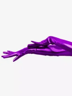 Shiny Metallic Purple Shoulder Length Gloves