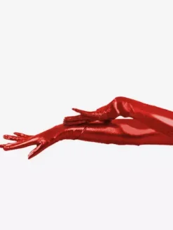 Shiny Metallic Red Long Shoulder Length Gloves