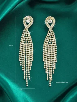 Shiny Rhinestone Tassel Earrings For Women 2026
