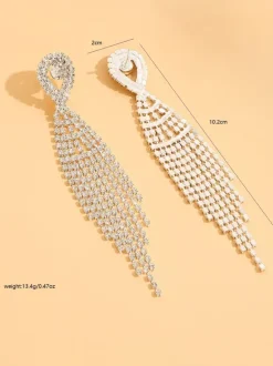 Shiny Rhinestone Tassel Earrings For Women 2026