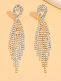 Shiny Rhinestone Tassel Earrings For Women 2026