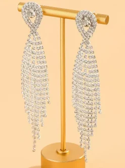Shiny Rhinestone Tassel Earrings For Women 2026