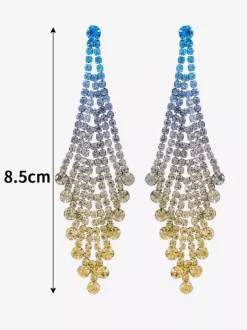 Shiny Rhombus Shaped Rhinestone Earrings For Women 2026