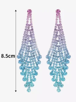 Shiny Rhombus Shaped Rhinestone Earrings For Women 2026