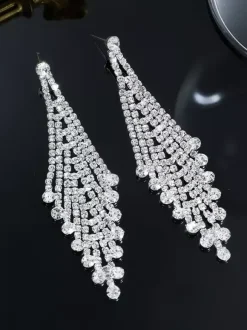 Shiny Rhombus Shaped Rhinestone Earrings For Women 2026