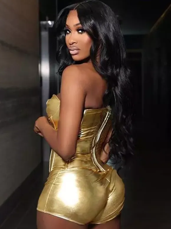 Shiny Two-piece Set Corset Top And Mini Skirt For Club 2026