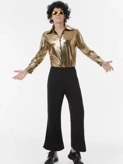 70s Hippie Hip Hop Dance Costumes Gold Top Pants Street Dancing Costume