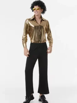 70s Hippie Hip Hop Dance Costumes Gold Top Pants Street Dancing Costume