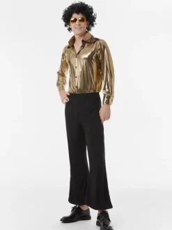 70s Hippie Hip Hop Dance Costumes Gold Top Pants Street Dancing Costume