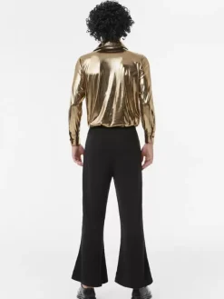 70s Hippie Hip Hop Dance Costumes Gold Top Pants Street Dancing Costume