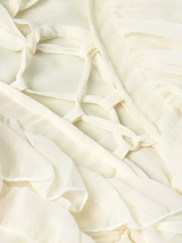 Shirt For Women White Ruffles V-Neck Elegant Long Sleeves Tops